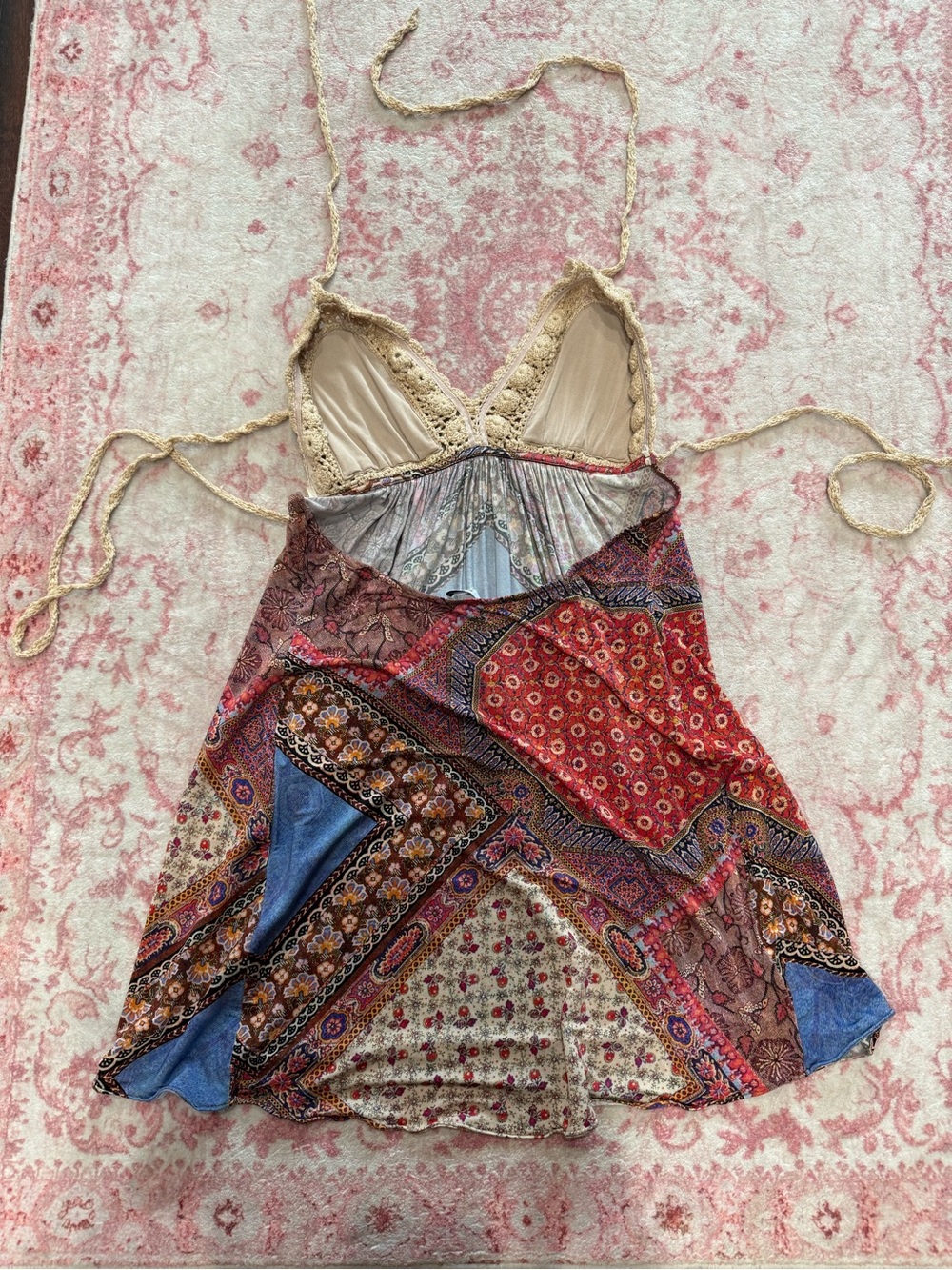 SKY WOMENS HALTER CROCHET DRESS MEDIUM - Picture 2 of 3